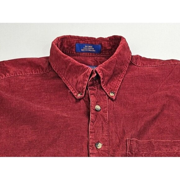 Pendleton Size Medium Mens Burgundy Corduroy Button Down Long Sleeve Shirt - Picture 5 of 10